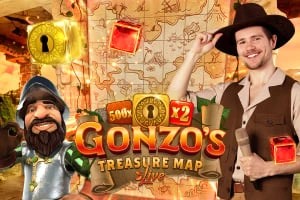 Gonzo&#039;s Treasure Map slot logo by Evolution at LeoVegas Casino